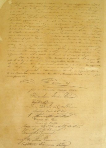 Ata de fundação do IIBA, assinada por D. Pedro II e outras personalidades